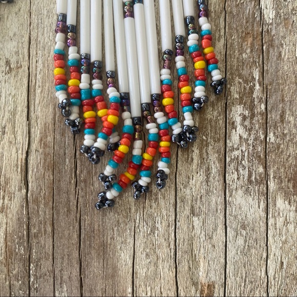 White Free People Beaded Southwestern Earrings - Picture 4 of 5